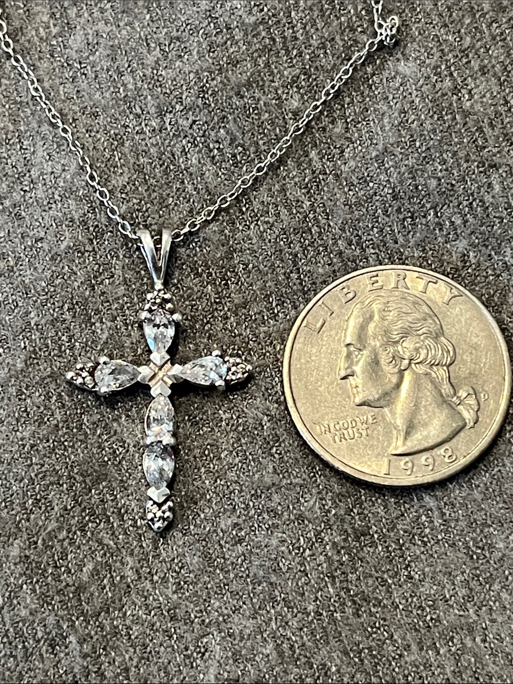 Sterling CZ Cross Necklace - Picture 3 of 8